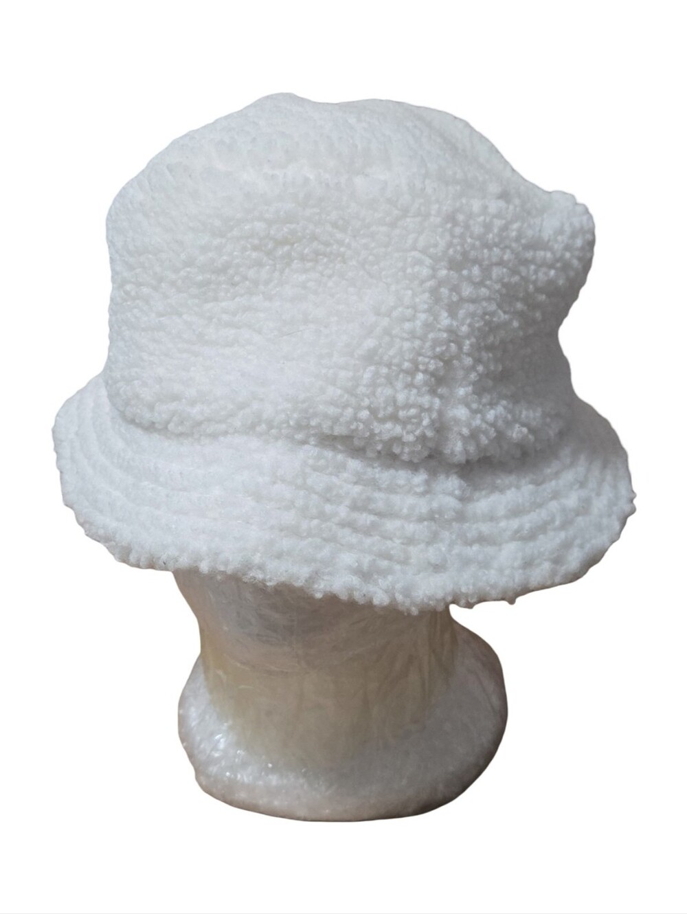 New Balance White Sherpa Bucket Hat Thick Flrece Warm Winter Cozy